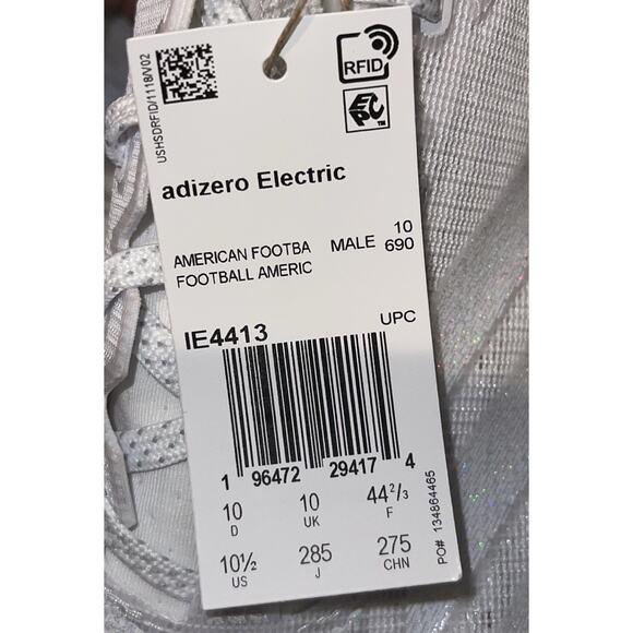 New Men’s 10.5 Adidas Adizero Electric Speed Juice Football Cleats White IE4413 - Picture 6 of 7